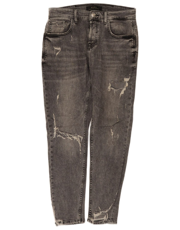 Мужские потертые узкие джинсы Zara EU 42, большие W32 L29, серые