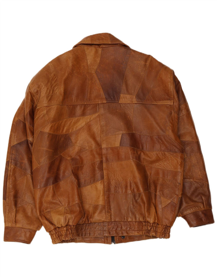 Винтажная мужская кожаная куртка UK 42 XL Коричневая кожа в стиле пэчворк