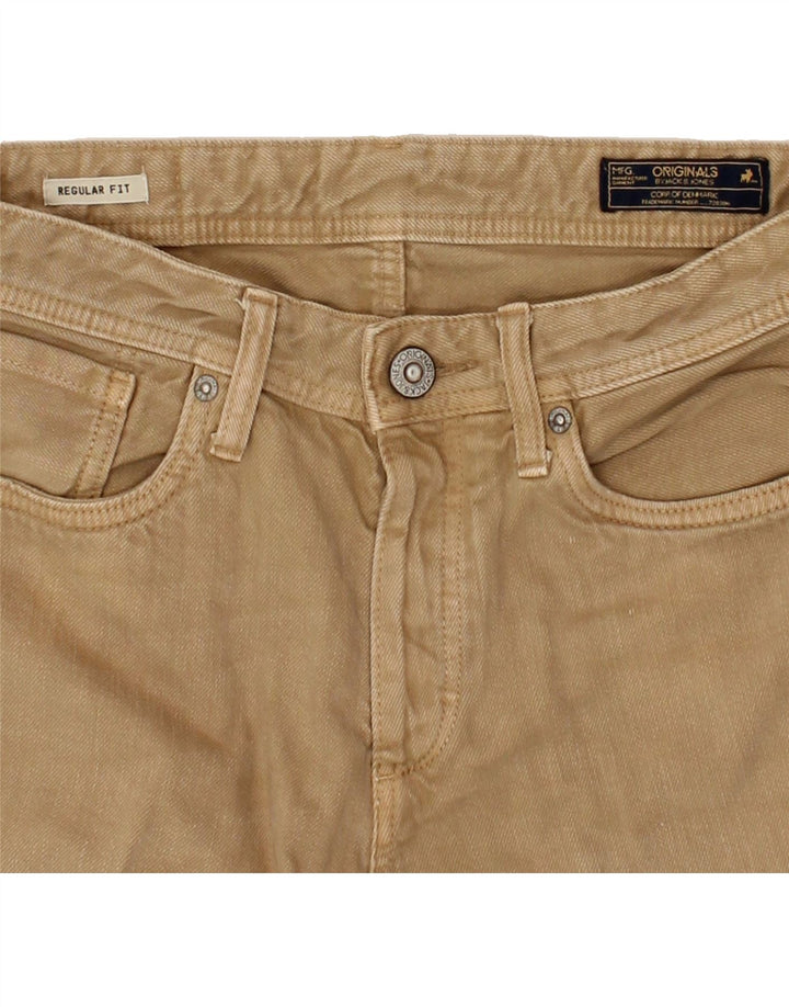 JACK & JONES Mens Regular Fit Denim Shirt Small W29 Brown Cotton Vintage Jack & Jones and Second-Hand Jack & Jones from Messina Hembry 
