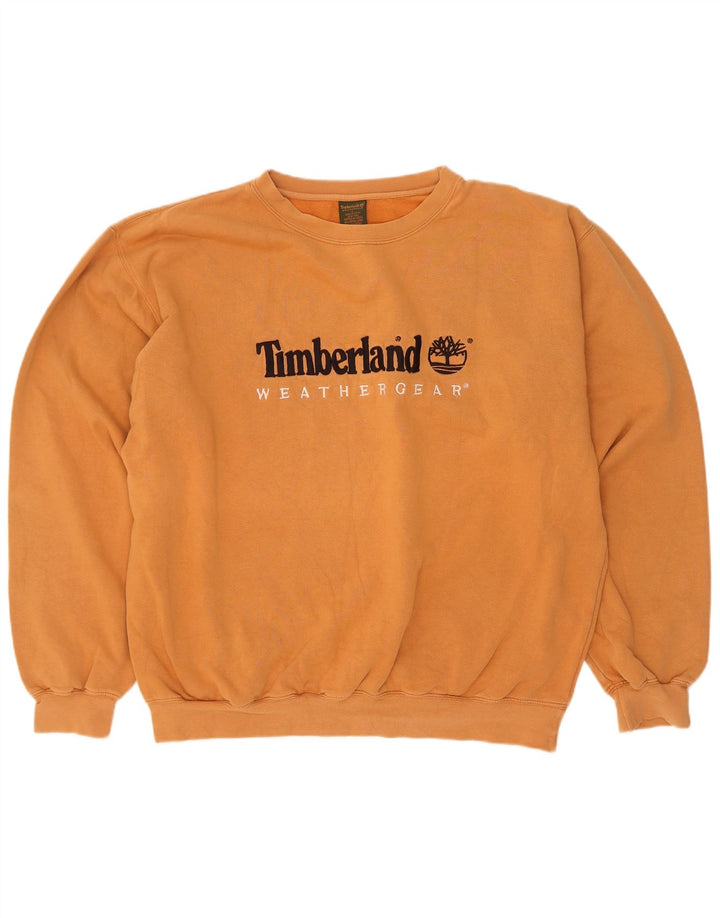 Мужской свитшот с рисунком Timberland, большой оранжевый хлопковый джемпер