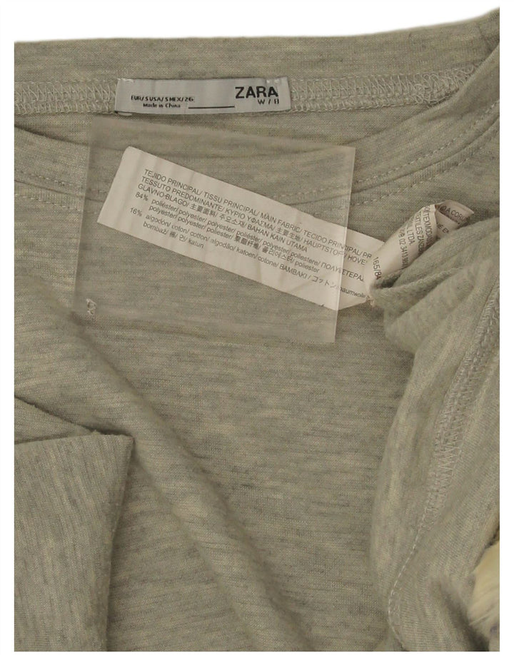 Женский топ оверсайз Zara с рукавом 3/4 UK 10, маленький серый полиэстер с цветными блоками