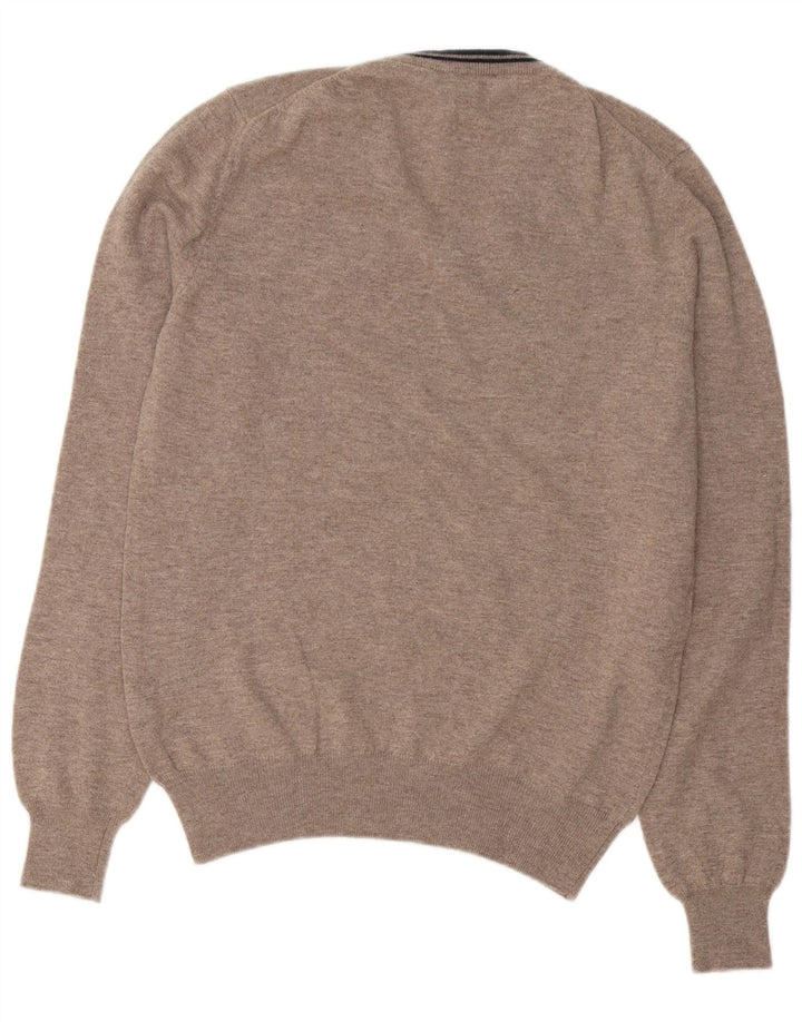 Мужской джемпер с v-образным вырезом Fred Perry, размер XL, коричневый, шерстяной в крапинку