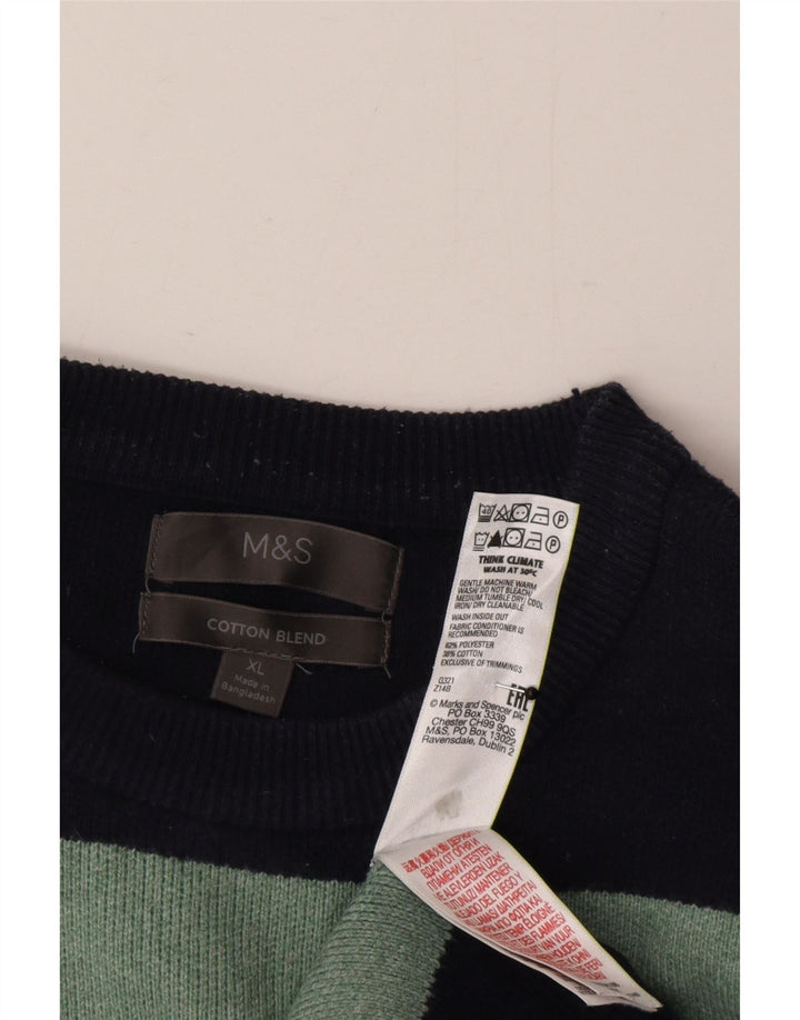 Мужской джемпер с круглым вырезом Marks & Spencer XL темно-синий в полоску
