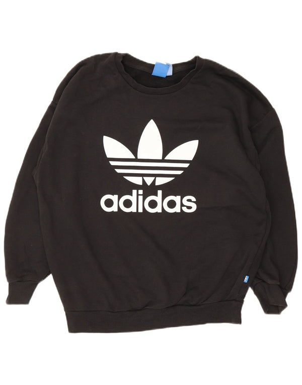 Женский джемпер большого размера с рисунком Adidas UK 10, маленький черный хлопковый
