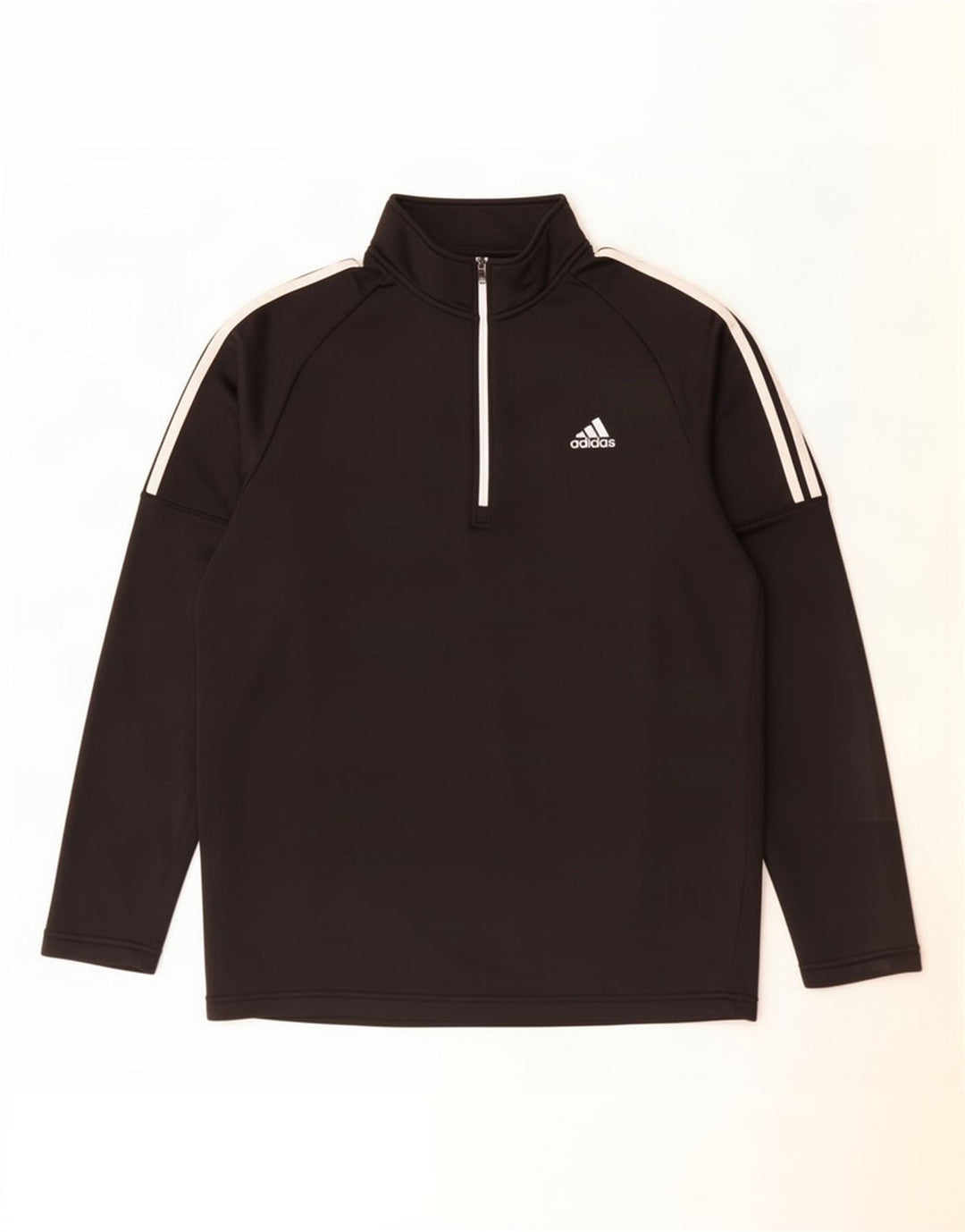 Мужской пуловер Adidas с воротником на молнии, спортивный костюм, топ XL, черный полиэстер
