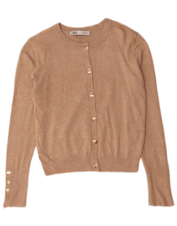 Женский кардиган Zara UK 12, средний бежевый вискоза