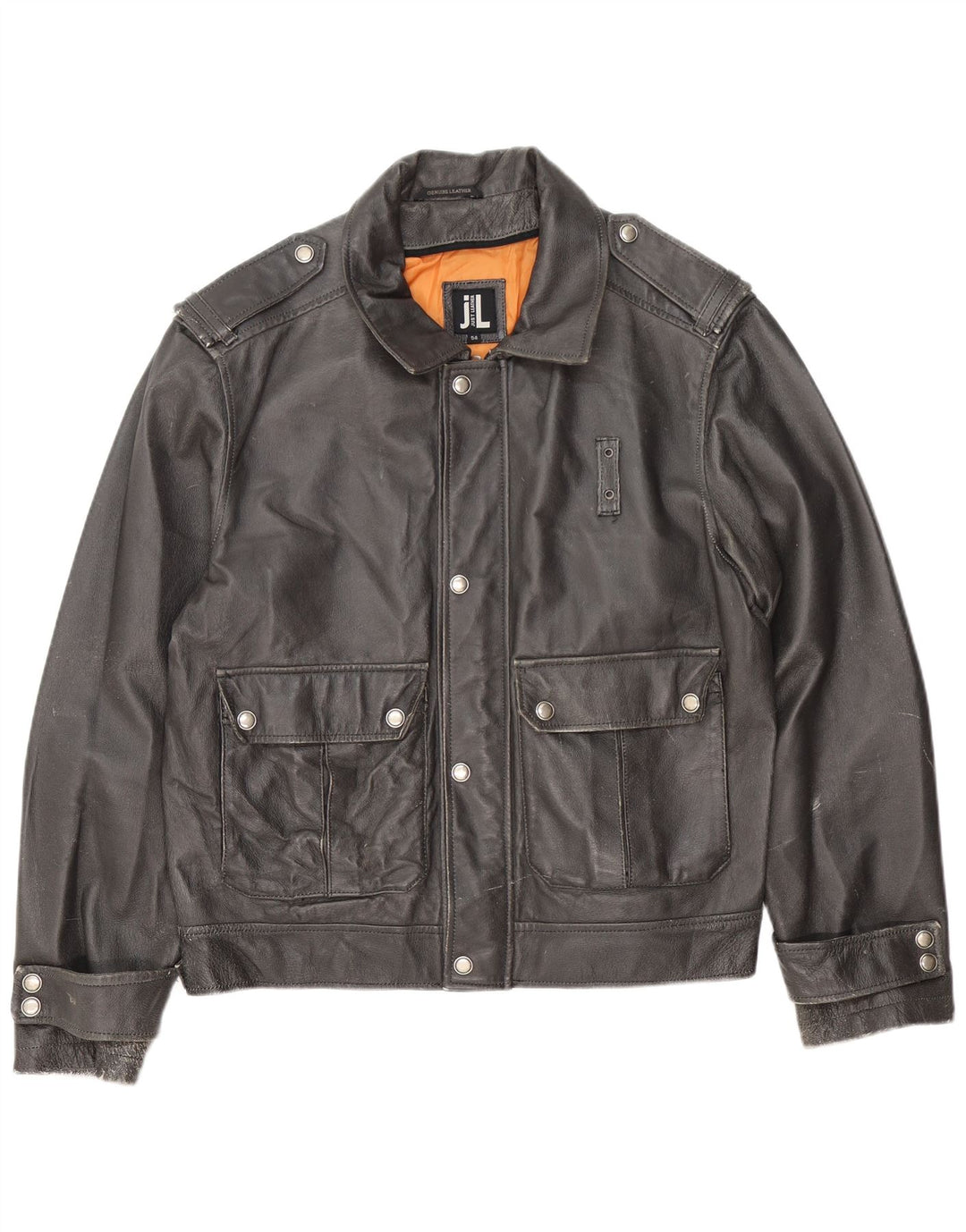 Винтажная мужская кожаная куртка в стиле милитари IT 54 2XL черная кожа