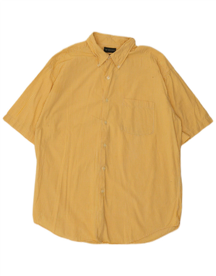 Мужская рубашка Dockers с коротким рукавом, большая желтая хлопковая клетка в мелкую клетку