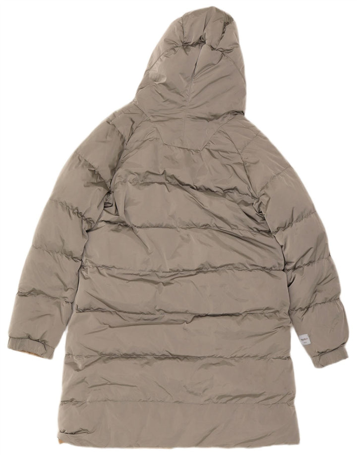 Женское двустороннее стеганое пальто с капюшоном Max Mara UK 10, маленькое бежевое из полиамида