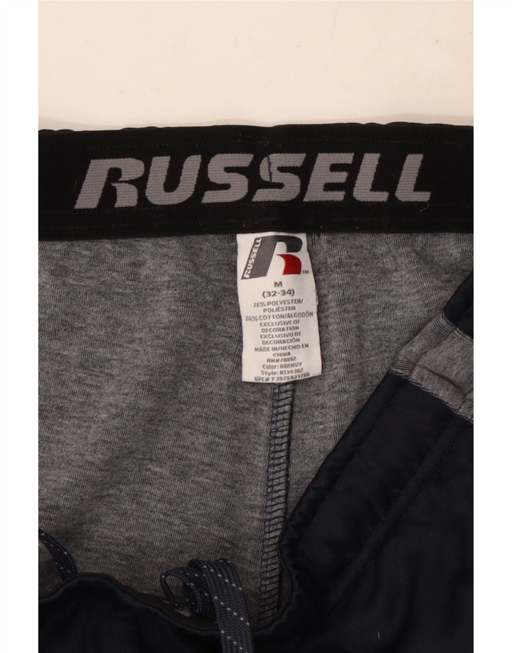 RUSSELL ATHLETIC Мужские спортивные брюки среднего размера, темно-синие, с цветными блоками