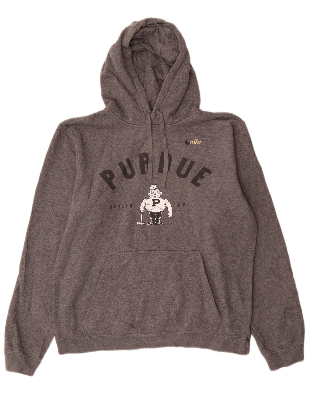 Мужской джемпер с капюшоном с рисунком Nike Purdue, хлопковый цвет среднего серого цвета