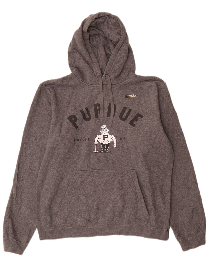 Мужской джемпер с капюшоном с рисунком Nike Purdue, хлопковый цвет среднего серого цвета