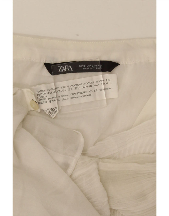 Женская блузка-рубашка Zara UK 10, маленькая, белый полиэстер