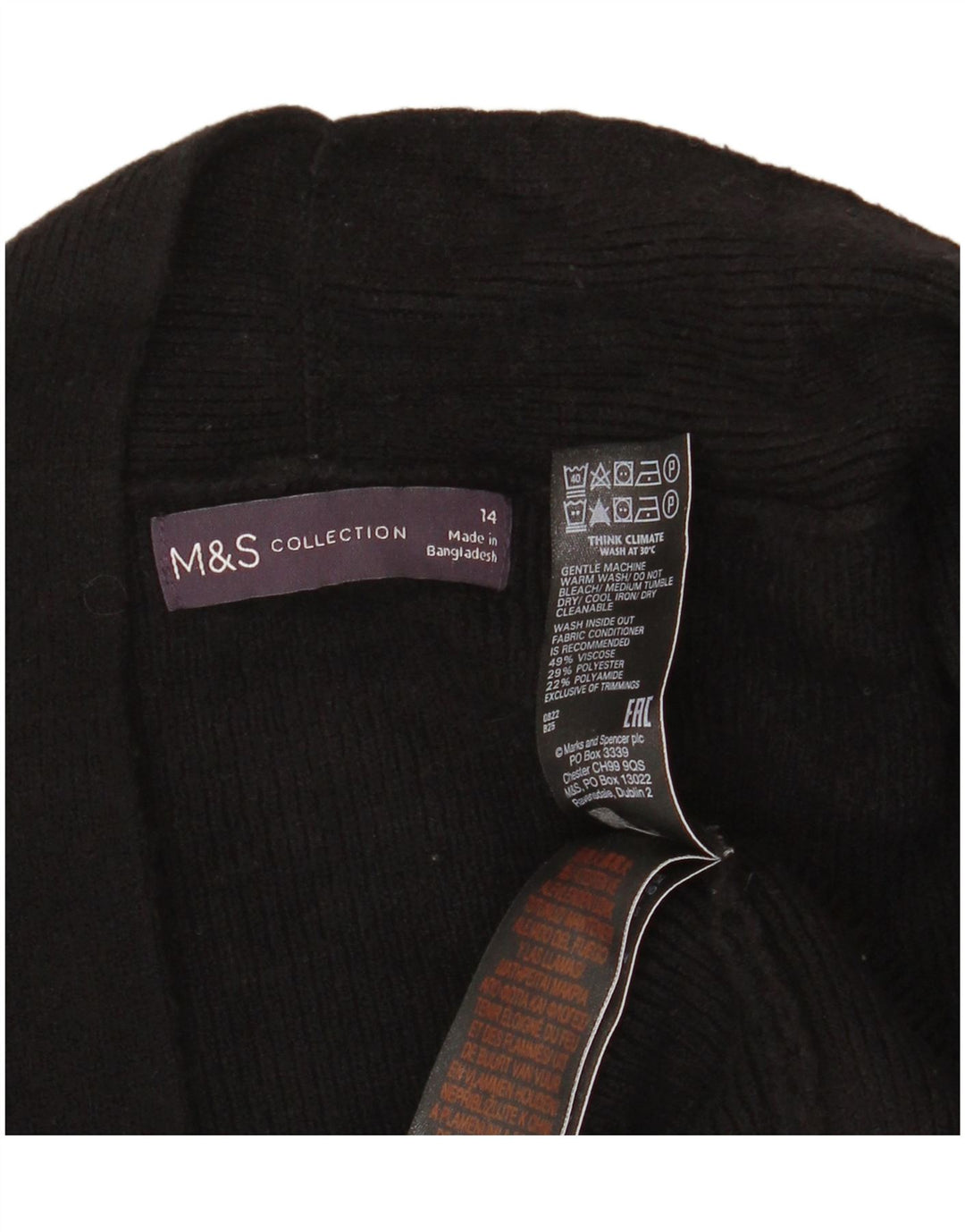 Женский открытый кардиган Marks & Spencer UK 14, большой черный вискоза