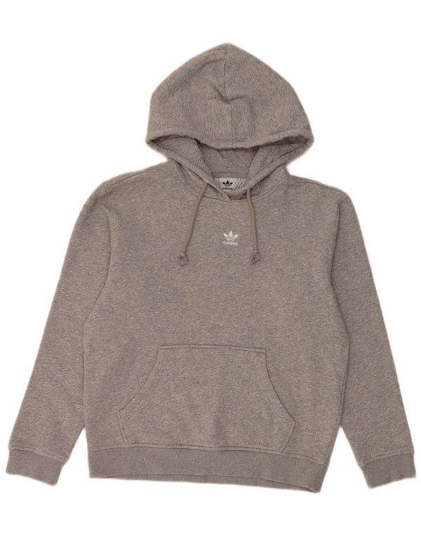 Женский джемпер с капюшоном Adidas Oversized UK 10, маленький серый хлопок в крапинку