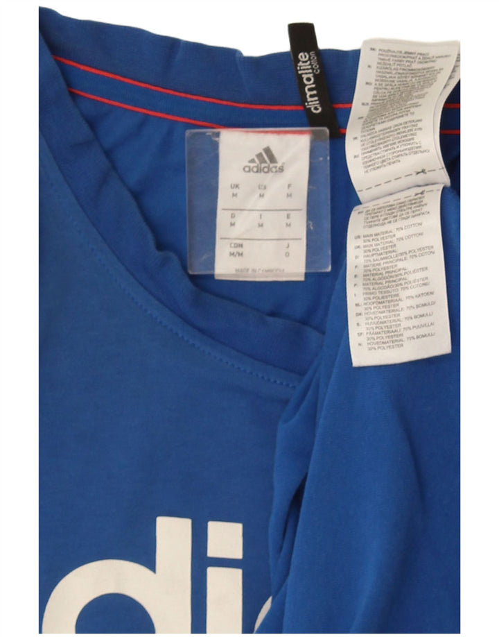 Мужская футболка Adidas Climalite с рисунком, хлопковая, среднего размера, синяя