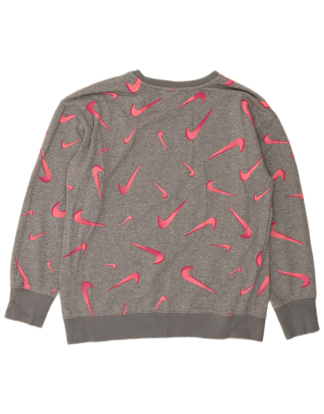 Джемпер с рисунком NIKE для девочек 13–14 лет, размер XL, серый с геометрическим рисунком