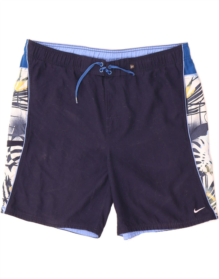 NIKE Mens Swimming Shorts XL  Navy Blue Floral Vintage Nike and Second-Hand Nike from Messina Hembry 