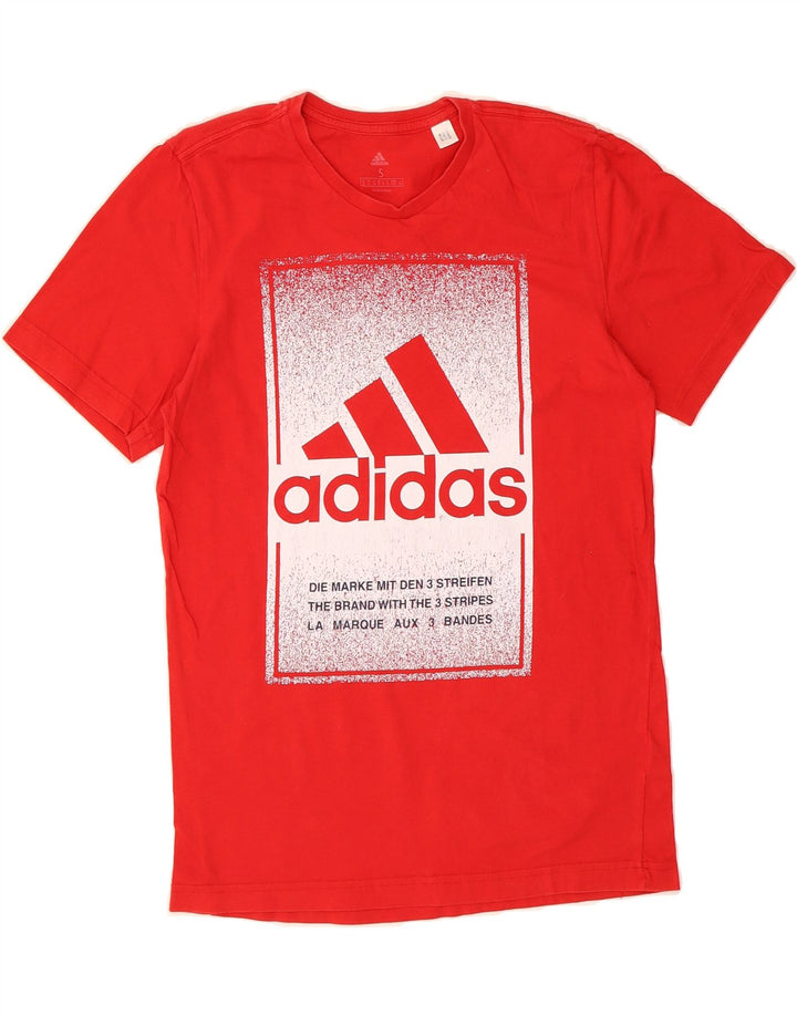 ADIDAS Mens Graphic T-Shirt Top Small Red Cotton Vintage Adidas and Second-Hand Adidas from Messina Hembry 