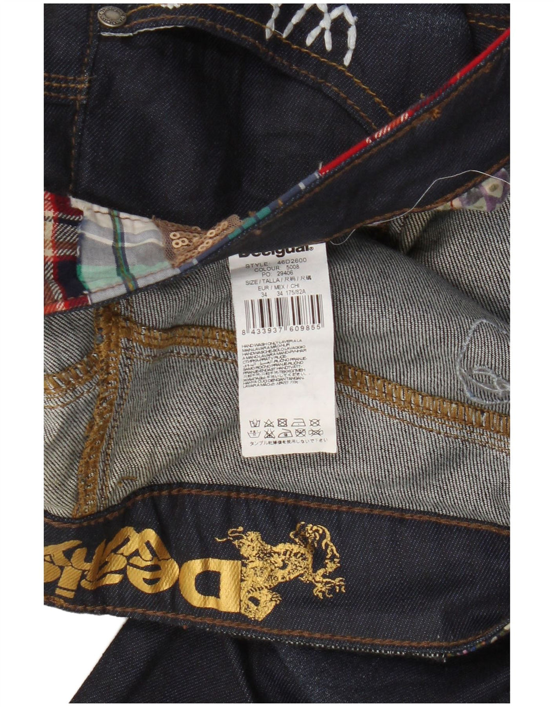 Женские узкие джинсы Desigual W34 L33, темно-синий хлопок