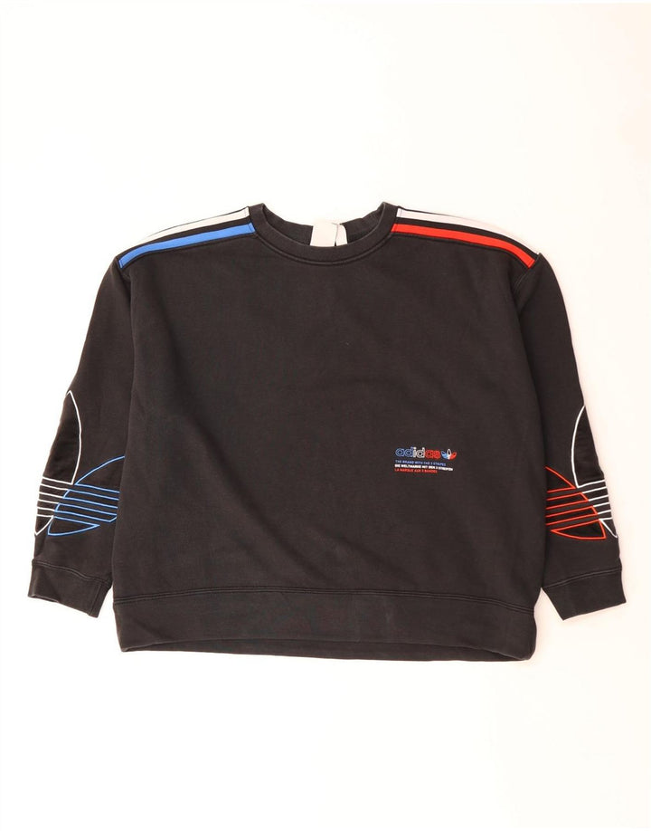 Женский свитер с тремя полосками Adidas UK 14, большой черный