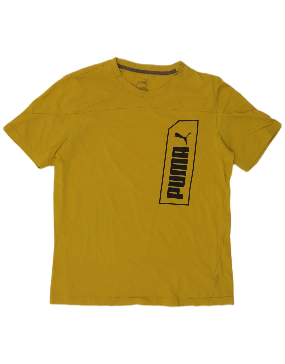 Мужская футболка с рисунком Puma, маленькая, желтая, хлопковая