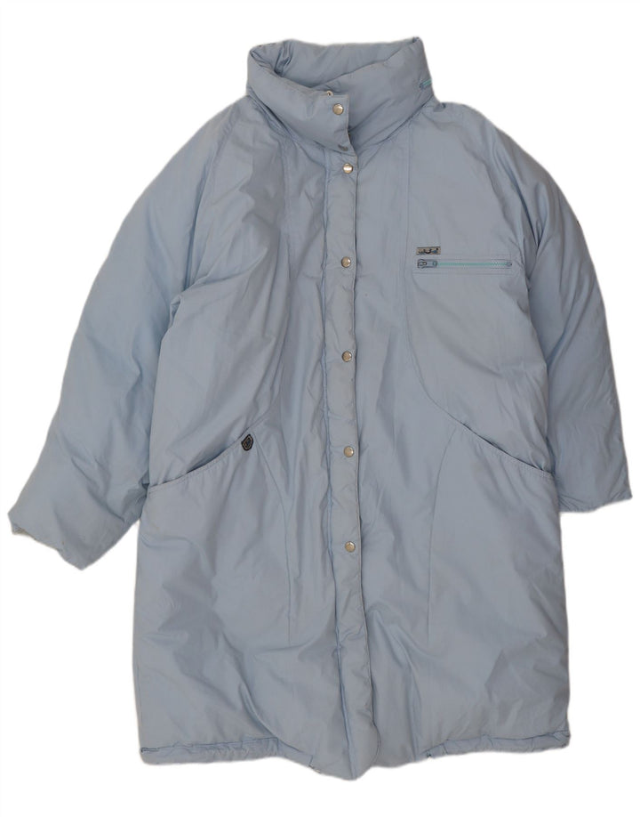 Винтажное женское длинное стеганое пальто EU 42, большое синее