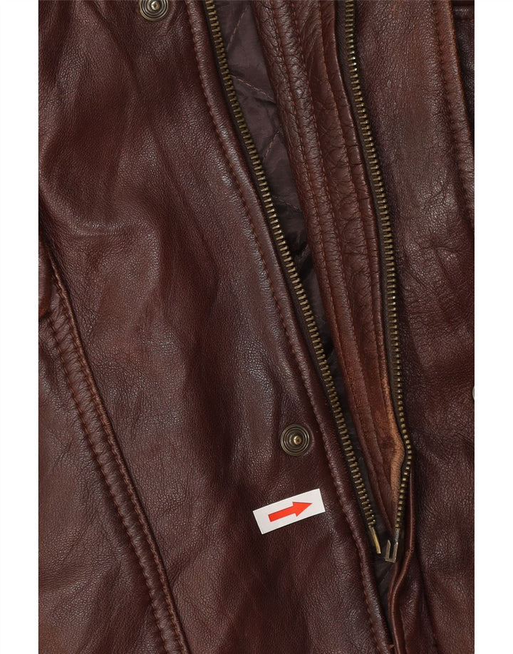 MAESTRO ARTIEIANO Мужская кожаная куртка UK 44 2XL Коричневая кожа