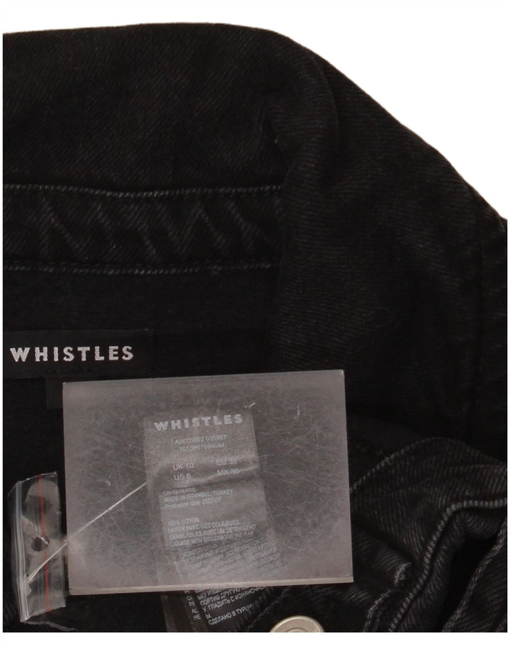 WHISTLES Womens Crop Denim Jacket UK 10 Small Black Cotton