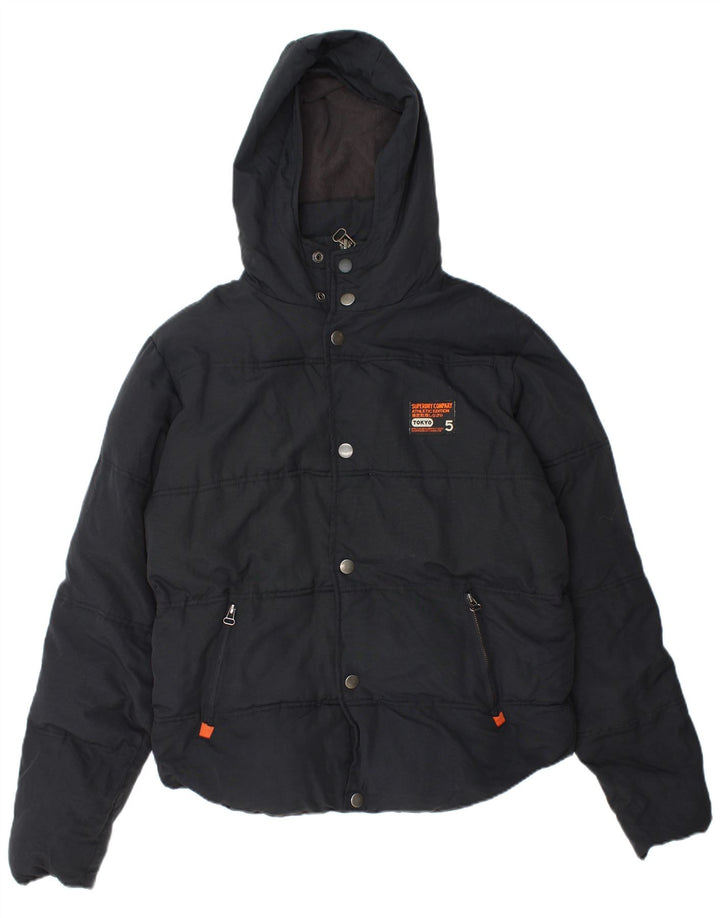 Мужская утепленная куртка с капюшоном Superdry UK 40, большой темно-синий нейлон
