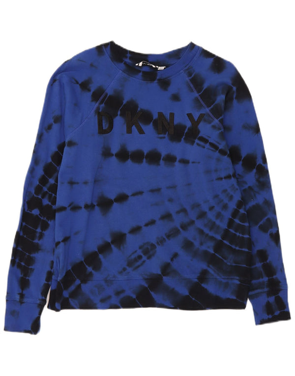 Женский свитер оверсайз Dkny UK 6 XS, хлопок синего цвета тай-дай