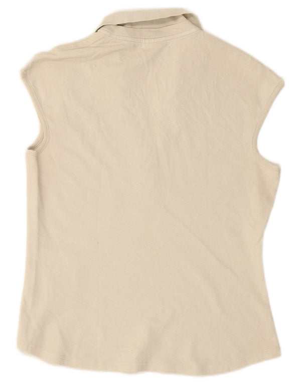 LACOSTE Женская рубашка поло без рукавов, размер 44, большой белый хлопок