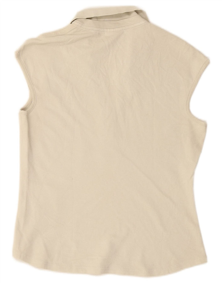 LACOSTE Женская рубашка поло без рукавов, размер 44, большой белый хлопок