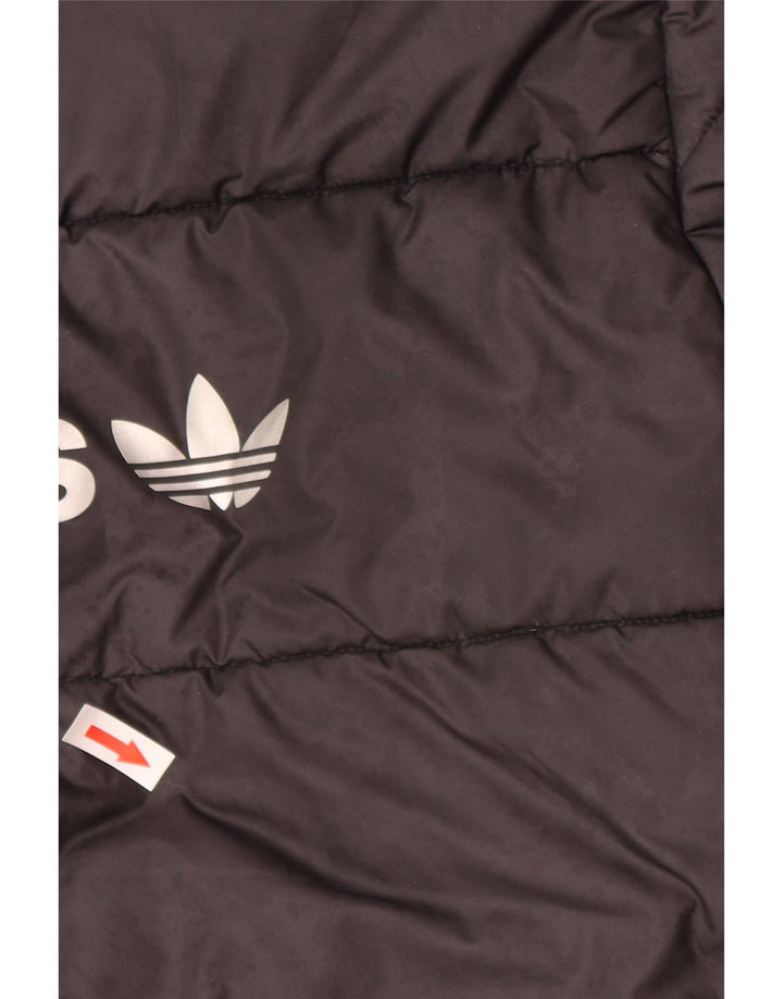 Утепленная куртка Adidas с капюшоном и графическим рисунком для мальчиков 14–15 лет, черный полиэстер