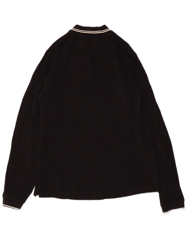 MONCLER Женская рубашка поло с длинным рукавом UK 12, средний черный хлопок