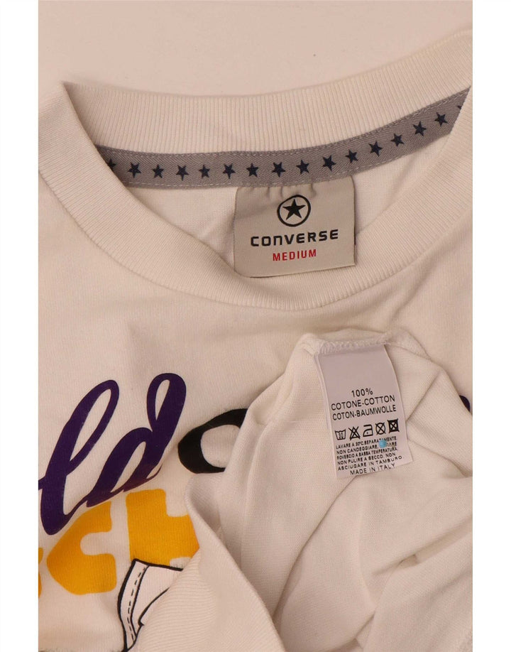 Мужской свитшот с рисунком Converse, хлопковый джемпер среднего размера белого цвета