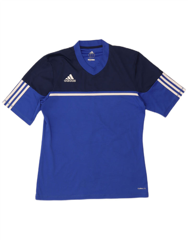 Мужская футболка Adidas Marco с графическим рисунком, верх среднего синего цвета, полиэстер с цветными блоками