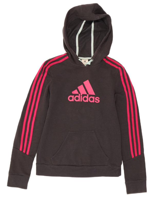 Женский джемпер с капюшоном Adidas с рисунком UK 4/6 XS, серый хлопок