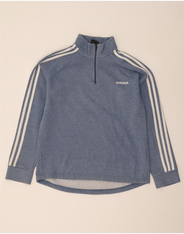 Женский свитер Adidas с воротником на молнии, Великобритания, 12/14, средний синий, хлопок