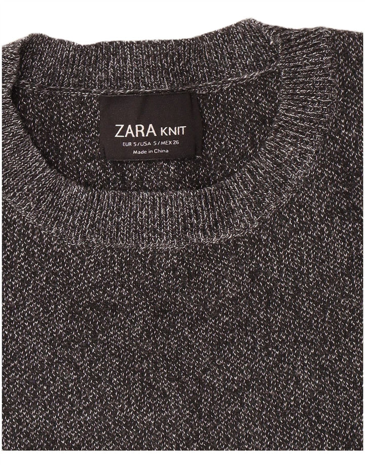 Женская укороченная футболка ZARA UK 8, маленькая серая