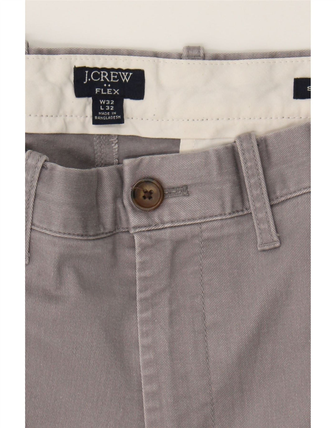 J. CREW Mens Flex Slim Chino Trousers W32 L32  Grey Cotton Vintage J. Crew and Second-Hand J. Crew from Messina Hembry 