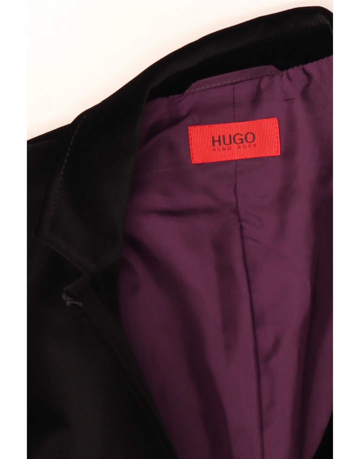 Женский бархатный пиджак с 1 пуговицей Hugo Boss UK 10, маленький черный