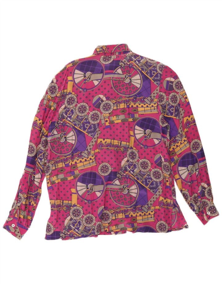 VINTAGE Женская блузка-рубашка с абстрактным узором IT 44 Средний розовый