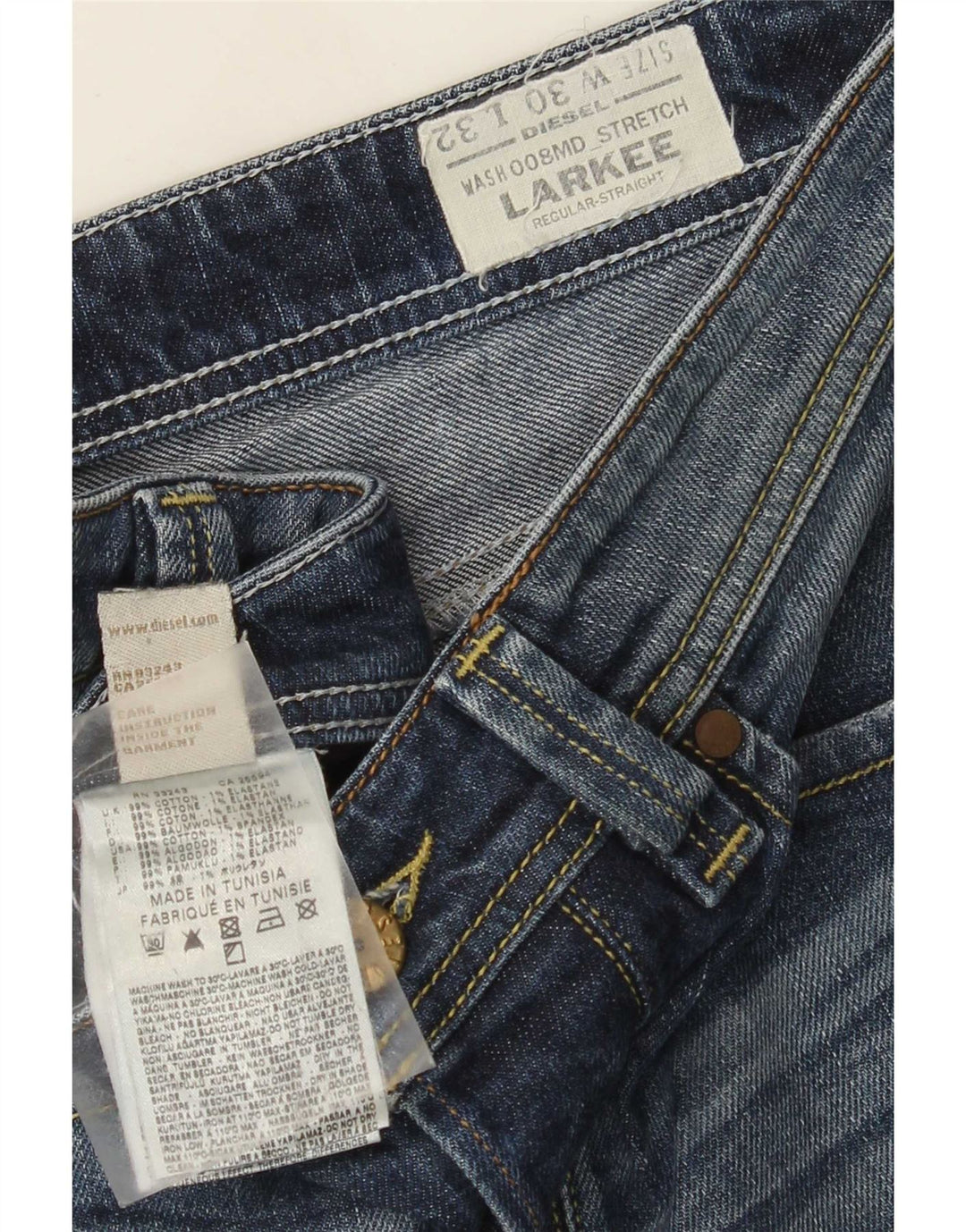 Мужские прямые джинсы Diesel Larkee Regular W30 L32, синий хлопок