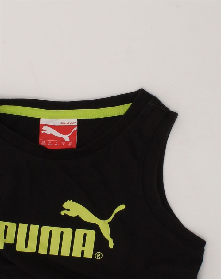 PUMA Boys Graphic Vest Top 3-4 Years Black Cotton | Vintage Puma | Thrift | Second-Hand Puma | Used Clothing | Messina Hembry 