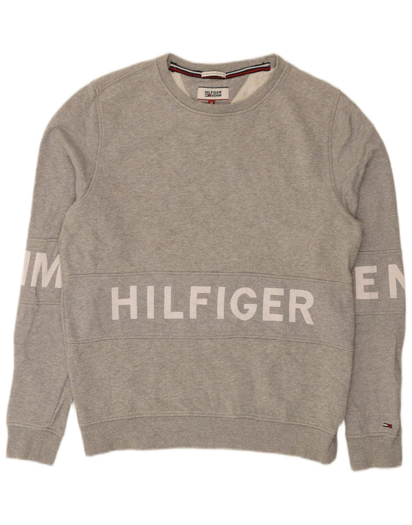Tommy Hilfiger Mens Graphic Sweatshirt Jumper Medium Grey Cotton