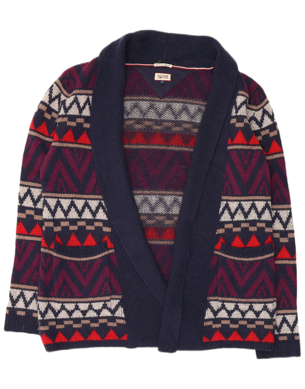 Женский открытый кардиган Tommy Hilfiger UK 16, большой темно-синий с геометрическим узором