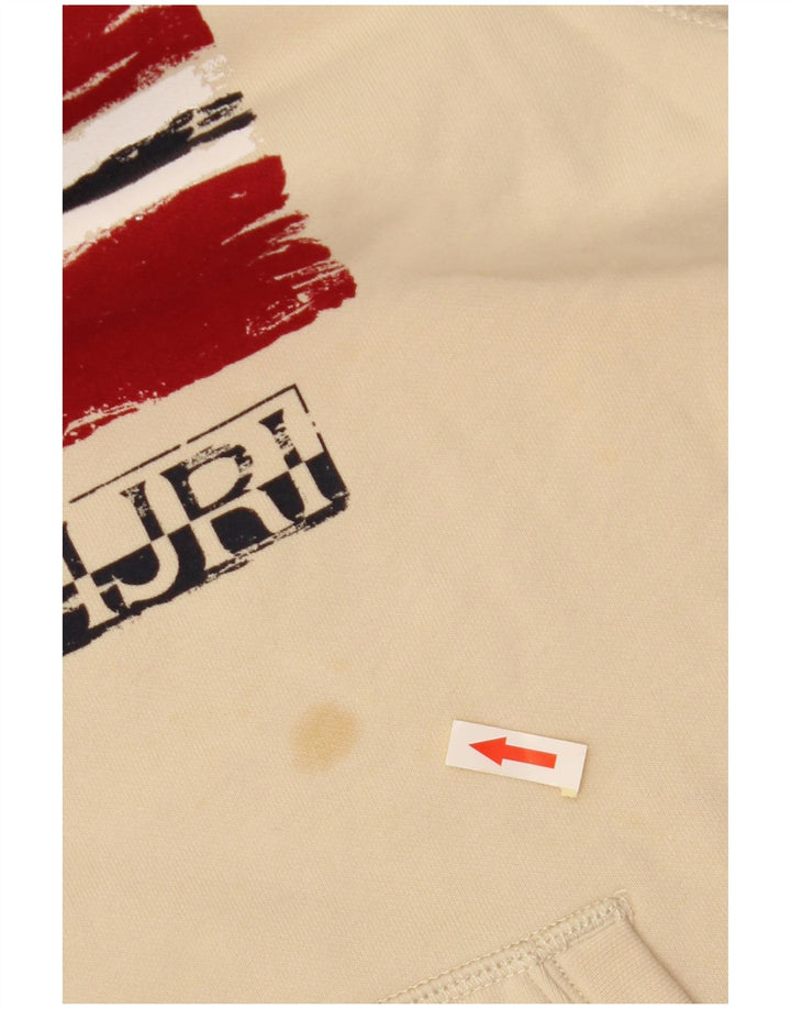 NAPAPIJRI Джемпер с капюшоном и рисунком для мальчиков, 13–14 лет, бежевый, хлопок