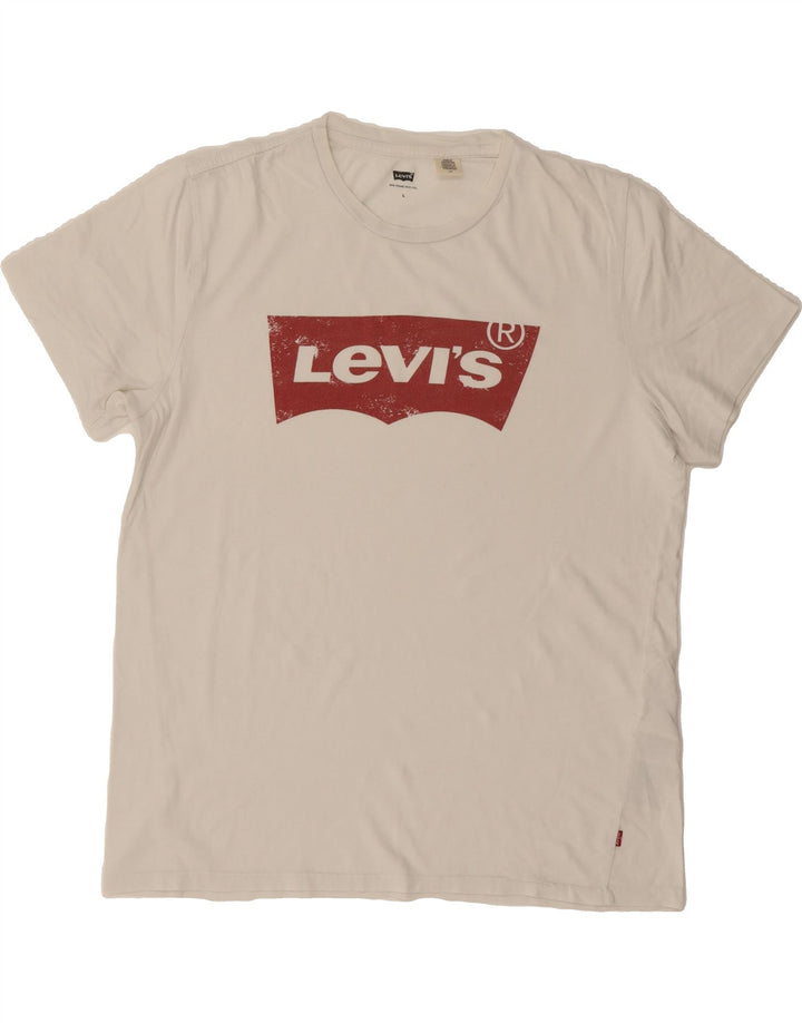 LEVI'S Mens Graphic T-Shirt Top Large White Cotton Vintage Levi's and Second-Hand Levi's from Messina Hembry 