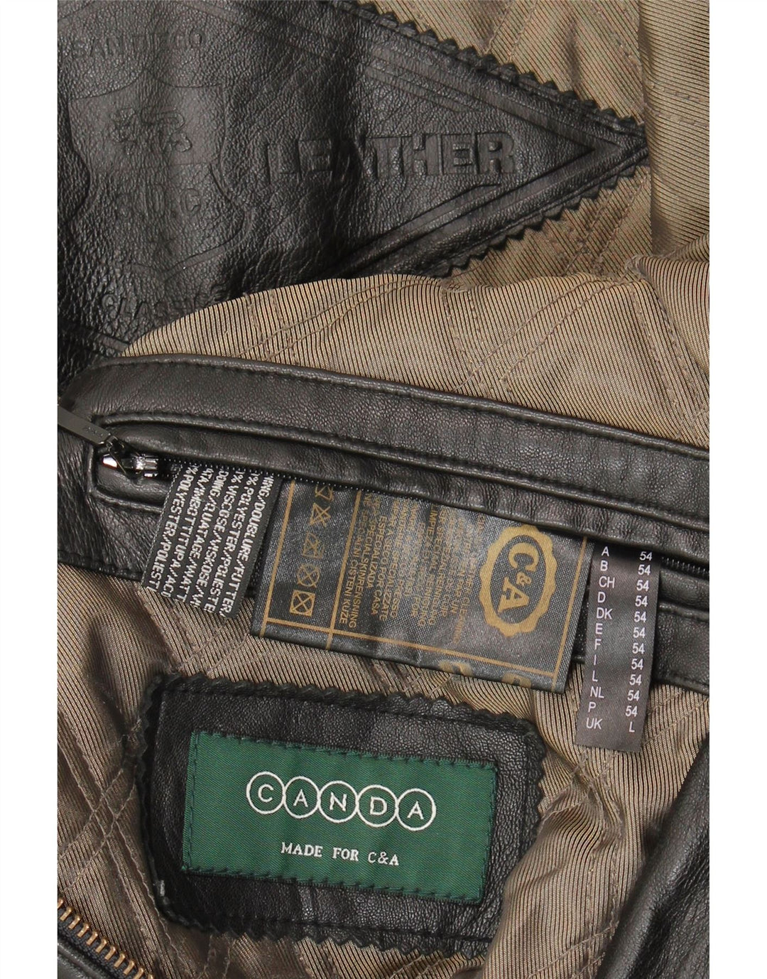 Мужская кожаная куртка Canda UK 40, большая черная кожа